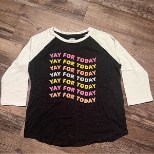 Old Navy Black and White Raglan Tee